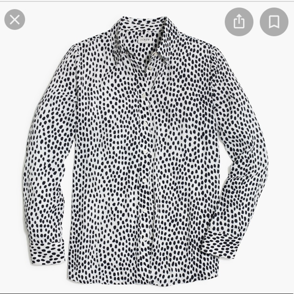 J. Crew Factory Black and White Dotted Button-Down Shirt
